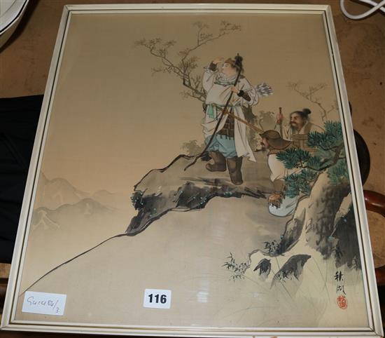 Oriental painting on silk(-)